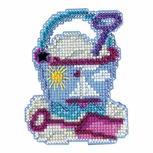 Beach Bucket Beaded Counted Cross Stitch Ornament Kit Mill Hill 2018 Spring Bouquet MH181813