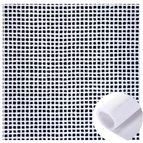 Knitgrip 2 Pack Needlepoint Canvas 14 Mesh 20 x 20 Inch Blank White Canvas Polyester Cotton Needlepoint Mesh Twist Interlock for Embroidery Blanks DIY Knit Crochet Projects Make Dividers - size: 20 x 20 Inches