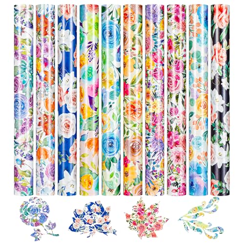 HTVRONT Floral Heat Transfer Vinyl - 12"x10" Watercolor Flower HTV Sheets - color: Watercolor Flower, size: 12" x 10"