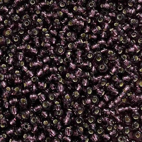 Czech 6/0 Glass Seed Beads 20 Grams 280 Pcs (Transparent Plum) - color: Transparent Plum