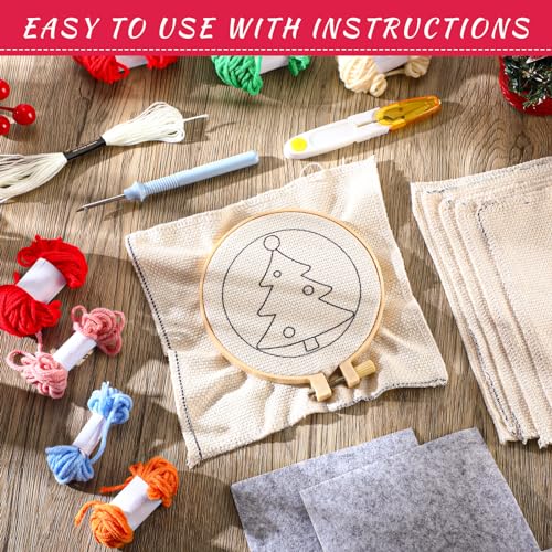 Yaomiao 6 Pcs Christmas Punch Needle Coaster Kit, Easy DIY for Beginners - style: Festival