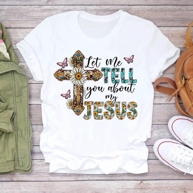 4 Packs Jesus Iron on Transfer Patches Cross God Iron on Vinyl Decals for Jeans Christ Jesus Butterfly Sunflower DTF Heat Transfer Vinyl Stickers DIY Iron on Appliques for Clothing T-Shirt Craft - color: Jesus A