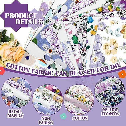 Kinlop 600 Pcs 4"x4" Cotton Fabric Squares Quilting Precut, Purple - color: Elegant Style