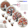 LB 4-Pack Halloween Embroidery Kit, Fall Hand Embroidery Kit for Beginners - color: Orange Red