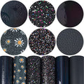 Litchi 6 Pack 8x12 Inch Faux Leather Sheets for Bow Earring, Easy to Cut Vinyl Fabric for Cricut, Durable Fade Resistant Leatherette Without Smell, Black - color: Black Mix