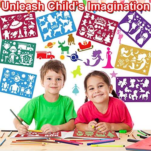 Stencils for Kids,35 PCS Drawing Stencils Templates Kids Reusable Plastic Stencils with Variety of Themes/Shapes,Girls Boys Christmas Birthday Gift - color: Multi 35PCS
