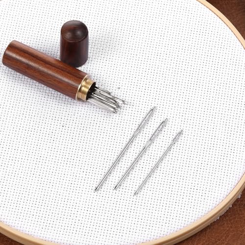 15 Pcs Large-Eye BluntTip Needles and 1 Pcs Wooden Box Stainless Steel Yarn Needle 3 Sizes Needlepoint Needles Tapestry Needle for Crochet Darning Embroidery Projects