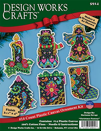 Design Works Crafts Christmas Fantasy Counted Cross Stitch Ornament Kit – Holiday Needlework Set for DIY Decorations