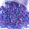 4000 Pcs Oil Slick Purple Blue Glass Bugle Beads, 2 x 7 mm Embroidery Beads, Small Long Tube Seed Beads for Embroidery Craft Jewelry Making - color: Oil Slick Purple Blue
