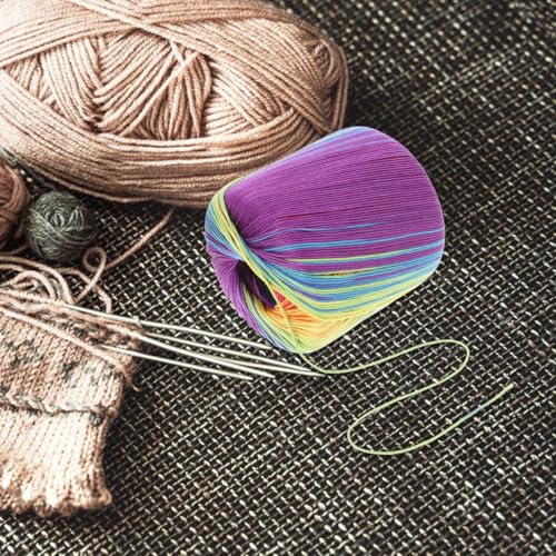 HEALLILY Gradient Rainbow Cotton Yarn 1 Roll 133M Soft Color-Changing Crochet Thread for DIY Knitting Projects Including Scarves Hats Shawls Sweaters Blankets Handcraft Supplies