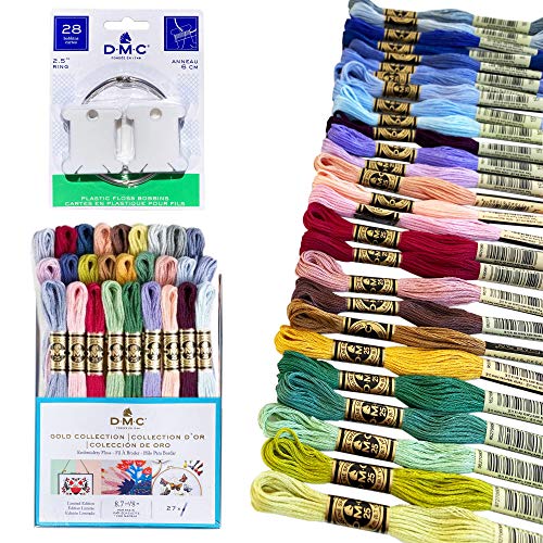 DMC Embroidery Floss, Limited Edition Pack Bundle with 28 Plastic Bobbins