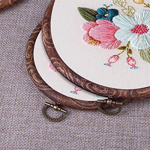 Embroidery Hoops Cross Stitch Hoop Ring Imitated Wood Circle Set Display Frame for Art Craft Handy Sewing and Hanging - Pack of 3 (5.5"+6.7"+8.6") - color: 3pcs Round
