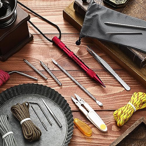 Ferraycle 12 Pcs Paracord FID Knotters Tool Set Stainless Steel, Red - style: Red