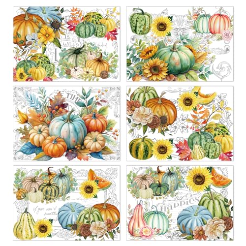 Wxiben Fall Rub on Transfers for Craft - Pumpkin Rub on Transfer Stickers Vintage Autumn Leaves Sunflower Furniture Decals for Thanksgiving Harvest Wood Scrapbook DIY Crafts Home Office Decor - style: Autumn Pumpkin