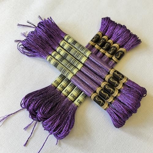 8 Meters 12 Strands Metallic Embroidery Floss Cross Stitch Needlework Thread, Metallic Purple, 10 Skeins - color: Metallic Purple