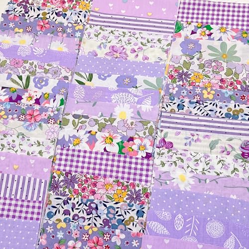 Cotton Fabric DIY Making Supplies Quilting Patchwork Fabric Fat Quarter Bundles DIY for Quilting Cotton Patchwork Cushions (42pcs Purple, 9.8" x 9.8") - color: 42pcs Purple, size: 9.8" x 9.8"