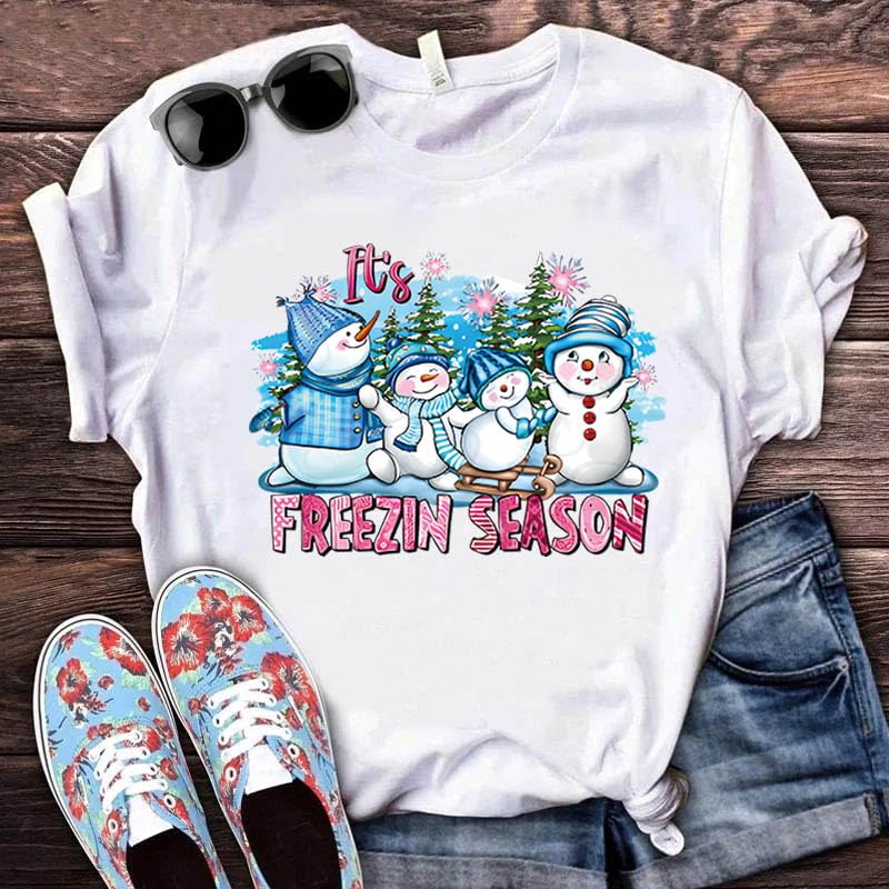 4 Packs Christmas Iron on Patches for Clothing Blue Theme Christmas Iron on Transfer Stickers Cute Snowman Dwarf Car Snowflake Design Ready to Press Decal Heat Transfer Vinyl Appliques for DIY T-Shirt - color: K