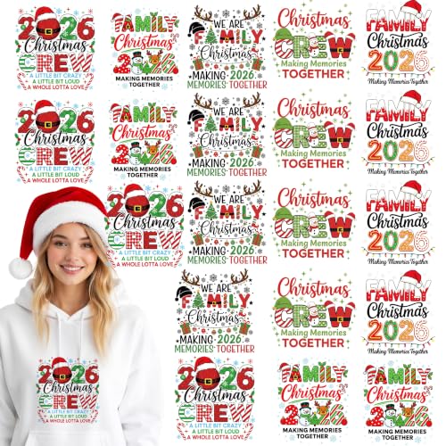 Dazoratix Christmas Iron on Transfers - 20 Sheets Family DTF Ready to Press - style: Family Christmas