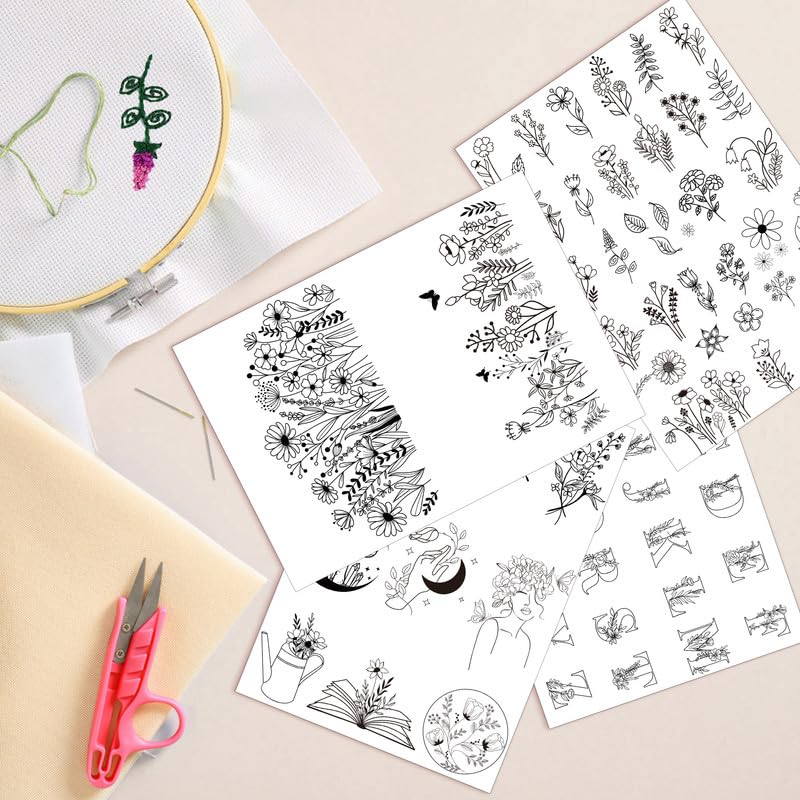 Water Soluble Embroidery Patterns, Stick and Stitch Paper for Sewing - style: floral785