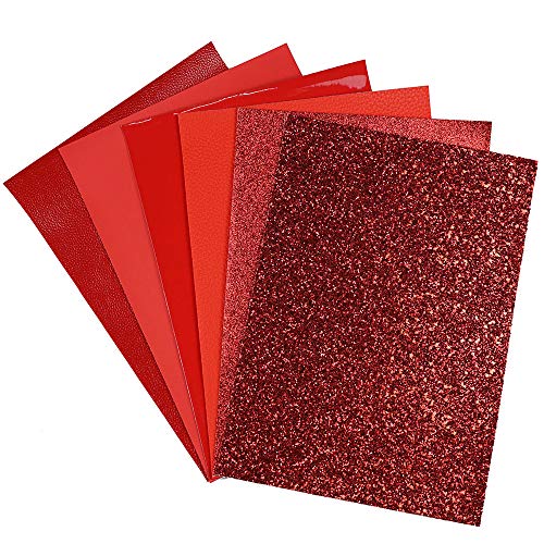 Litchi 6 Pack 8x12 Inch Faux Leather Sheets for Bow Earring, Easy to Cut Vinyl Fabric for Cricut, Durable Fade Resistant Leatherette Without Smell, Red - color: Red