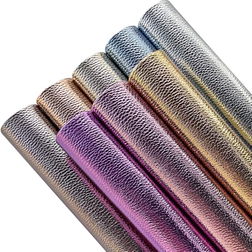 8 Pcs Metallic Lichi Texture Faux Leather Sheets, 8.3" x 11.8" Embossed Pattern PU Leather for DIY Earrings Keychains Pouches - color: Lychee