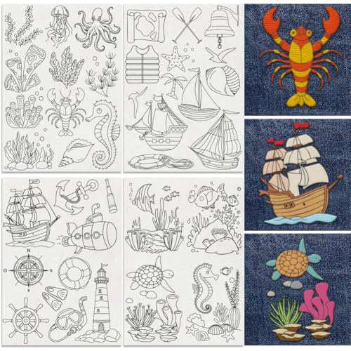 38Pcs Ocean Elements Water Soluble Hand Sewing Stabilizers