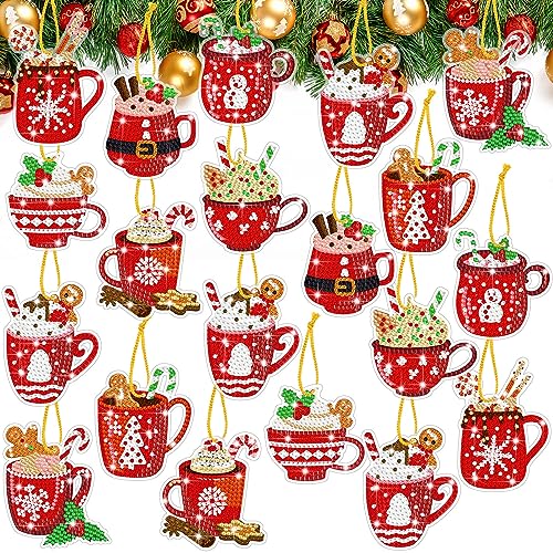 Skylety 20 Pcs Hot Cocoa Diamond Art Ornaments for DIY Gifts