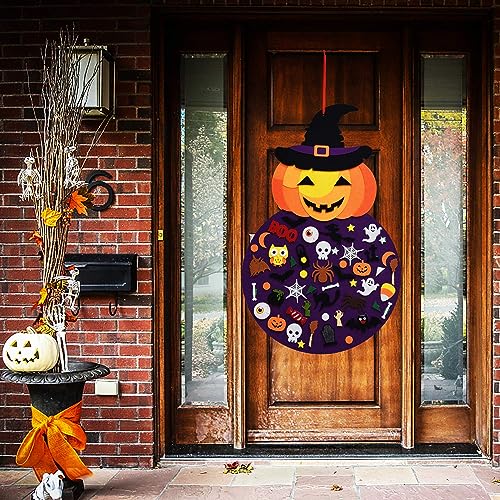 THAWAY DIY Halloween Pumpkin Witch Decor, Felt Halloween Crafts for Kids
