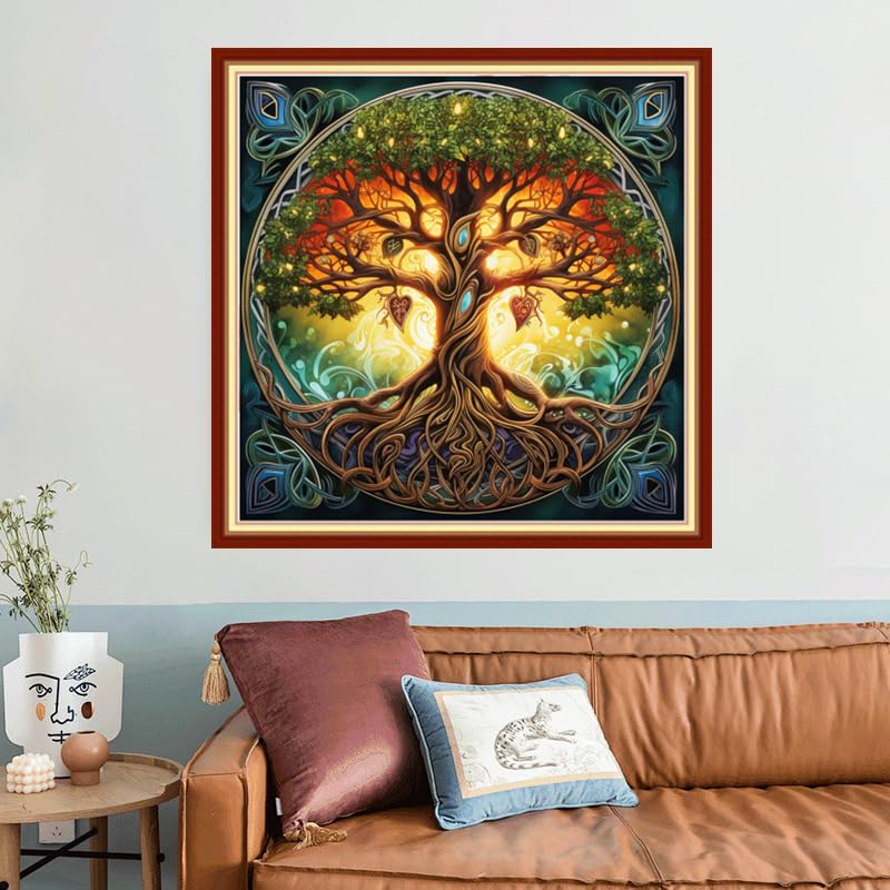 Joyhoor Stamped Cross Stitch Kits for Beginners, Needlepoint Kits for Adults, 11CT Counted Embroidery Kits-Magic Tree 18x18 inchs - color: Artstyle25
