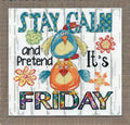 Design Works Crafts, 10" x 10" Counted Cross Stitch Kit, Stay Calm, White
