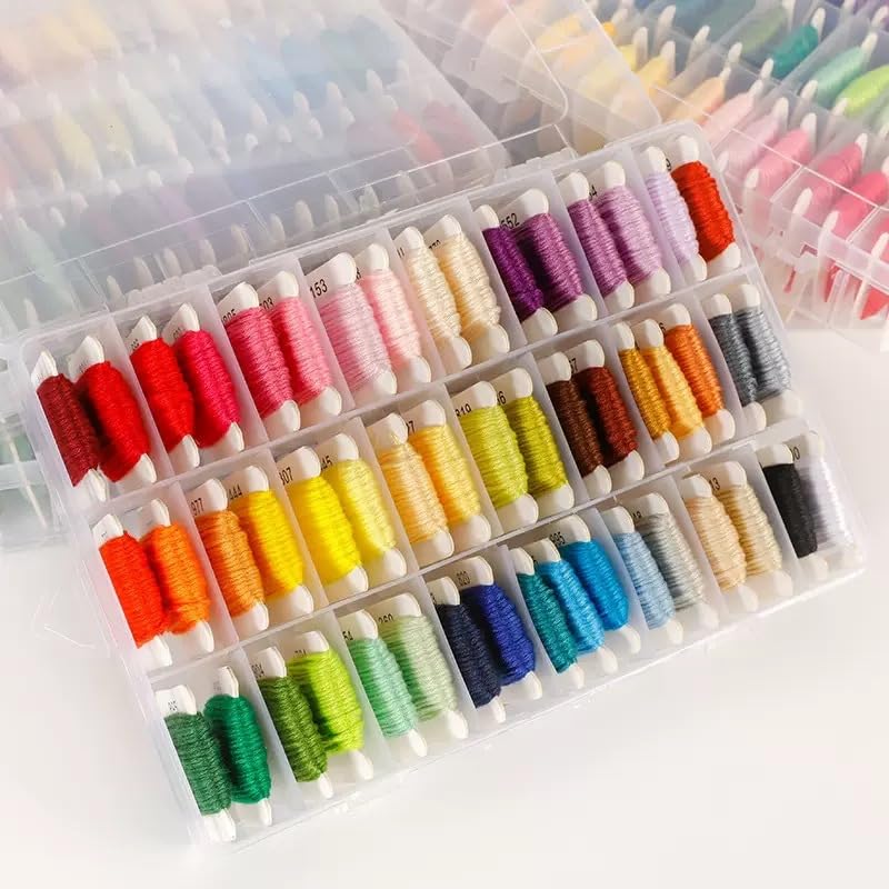 Huacan 36 Colors Embroidery Thread Kit Full Starter Tools with Storage Box - color: 36 Color（53 Pcs）