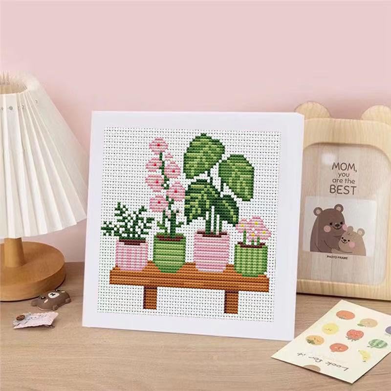 Plants Cross Stitch Kits, Cross Stitch Kits for Adults Beginner with Framed - color: cross stitch Framed-7