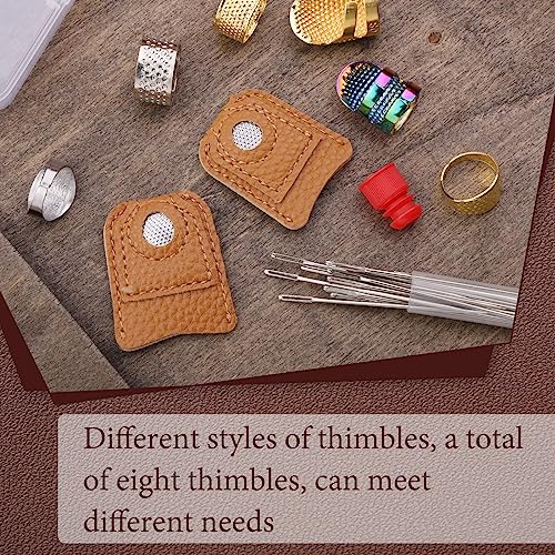 33PCS Sewing Thimble Set, Adjustable Metal & Leather Finger Protectors - color: 33PCS