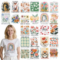24 Pcs Flower Inspirational Flower DTF Transfers Ready to Press - style: Bohemian