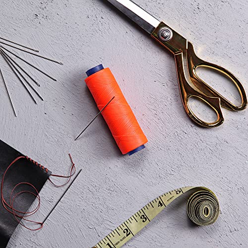 Waxed Thread, Strong Thread for Leather, Upholstery, Shoe, Bag, incl. Needle (Colour: NEON Orange) - color: Neon Orange