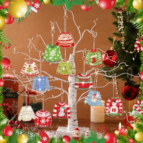 WILLBOND 30 Pcs Christmas Diamond Art Kits for Adults, Ugly Sweater Theme - color: Ugly Sweater