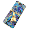 SmilerSmile Jewelry Travel Bag Embroidery Travel Jewelry Organizer with Tie Close Embroidered Flower Jewelry Roll for Women Girls (Peacock) - color: Peacock