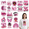 Dtf Transfers Ready to Press - 20Pcs Breast Cancer Awareness Iron on Transfers for Tshirts, Pink Ribbon Iron on Decals Patches, Power Hope Fight Heat Transfer Stickers for DIY Clothing Bags - color: Breast Cancer Awareness578