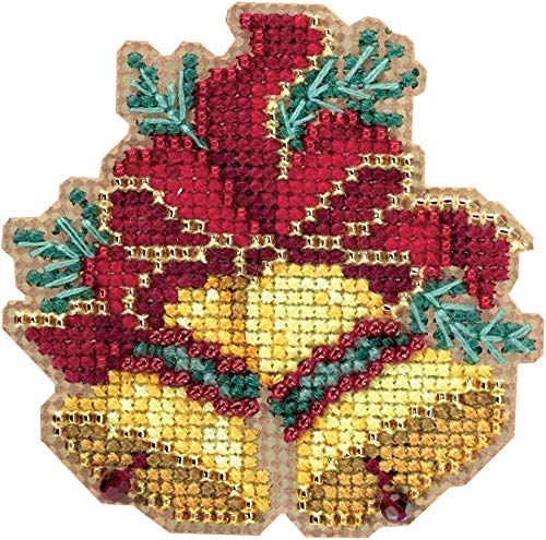 Christmas Bells Beaded Counted Cross Stitch Ornament Kit Mill Hill 2018 Winter Holiday MH181835