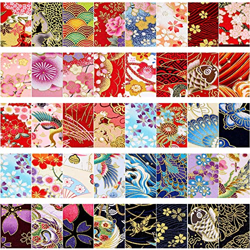 Tegeme 40 Pcs Japanese Jelly Fabric Strips for Quilting 2.55" Patchwork - color: Japanese style