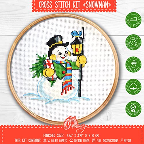Counted Cross Stitch Kit 'Snowman' - Embroidery Set for Christmas Holidays - color: Snowman