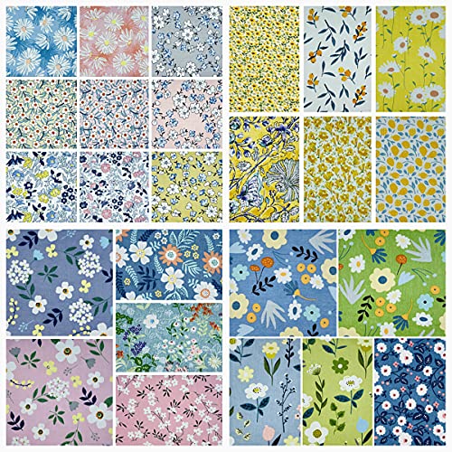 Retro Floral Print Precut Quilting Fabric 100% Cotton Fabric Squares 8x8 for Quilt Beginners (25Pcs) SZRUIZFZ - size: 8"x8"(20cm x 20cm)
