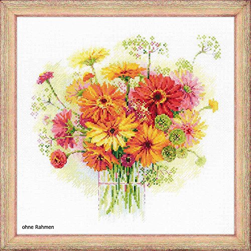 RIOLIS 1485 Watercolor Gerberas Counted Cross Stitch Kit 11.75 x 11.75 in - style: Watercolor Gerberas 1485