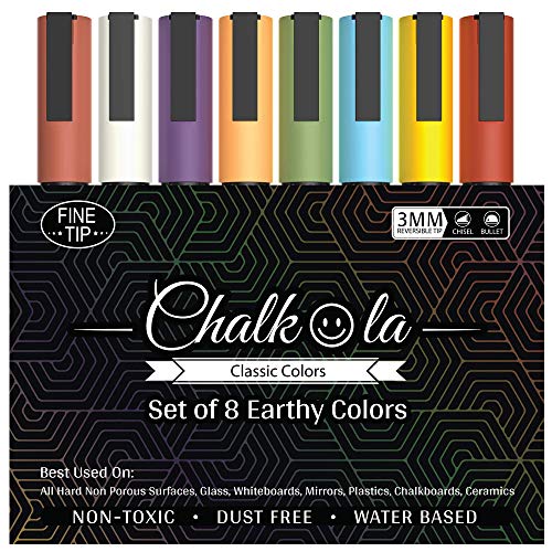 Chalkola 8 Pastel Fine Tip Chalk Markers for Chalkboard, Blackboards - 3mm - size: Fine Tip - 3mm