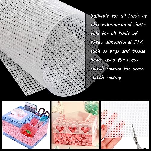 Allazone 45 PCS Mesh Plastic Canvas Sheets Kit, 3 Shape Clear Plastic Canvas, 12 Color Acrylic Yarn for DIY Crafts Embroidery Cross Stitch, Acrylic Yarn Crafting, Knit and Crochet Projects - color: 45 PCS - Yarn Grid 3