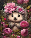 Moohue 14CT Stamped Cross Stitch Kits for Adults Beginners Animal Hedgehog Flowers Counted Cross Stitch Kits for Adults Advanced (Cute Hedgehog and Flowers) - color: Cute Hedgehog and Flowers