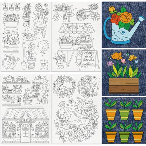 17Pcs Garden Plant FlowerWater Soluble Hand Sewing Stabilizers - style: Garden Plants
