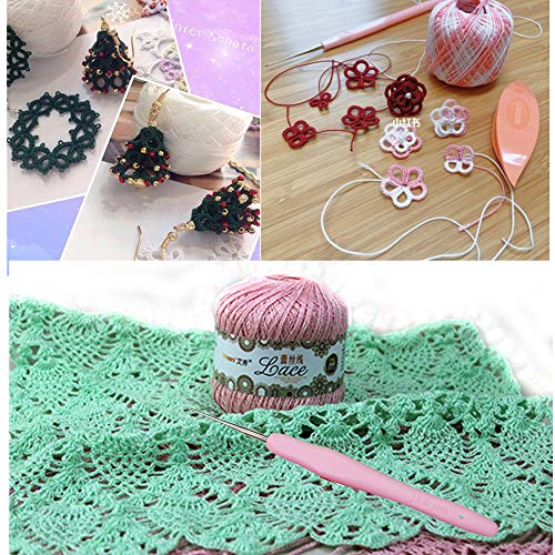 Lewhoo 15 Crochet Thread Balls & 10 Lace Crochet Hooks, 100% Cotton Thread - color: Multicolor