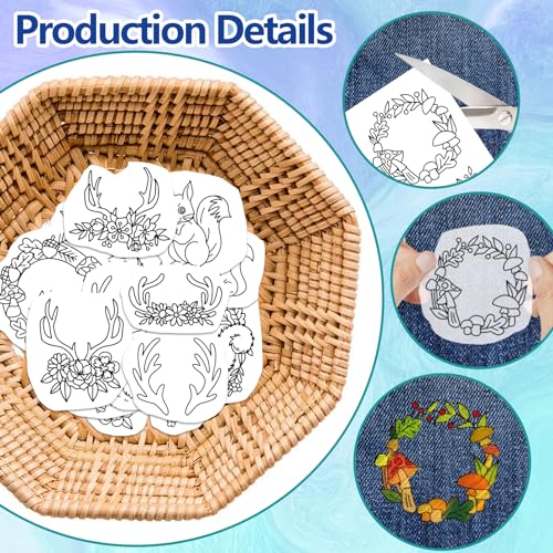 GLOBLELAND 4 Sheets Forest Animals Water Soluble Embroidery Pattern - color: Forest Animals