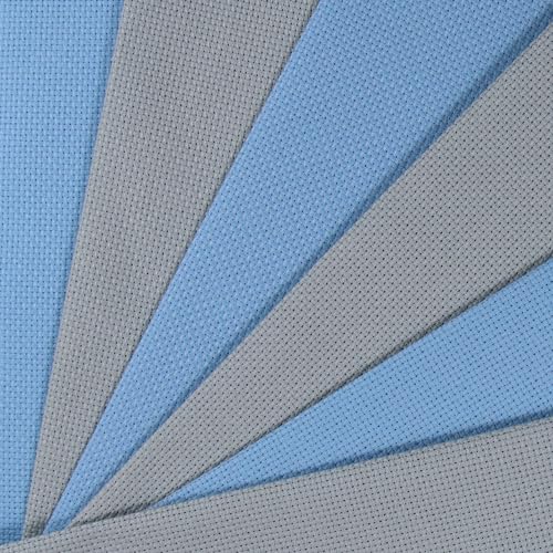 KCS 4/6 pc of 12" x 18" 30cmx45cm 16CT Counted Cotton Aida Cloth Cross Stitch Fabric (Sea Foam+Light Blue, 6 pc) - color: Sea Foam+light Blue, size: 6 pc